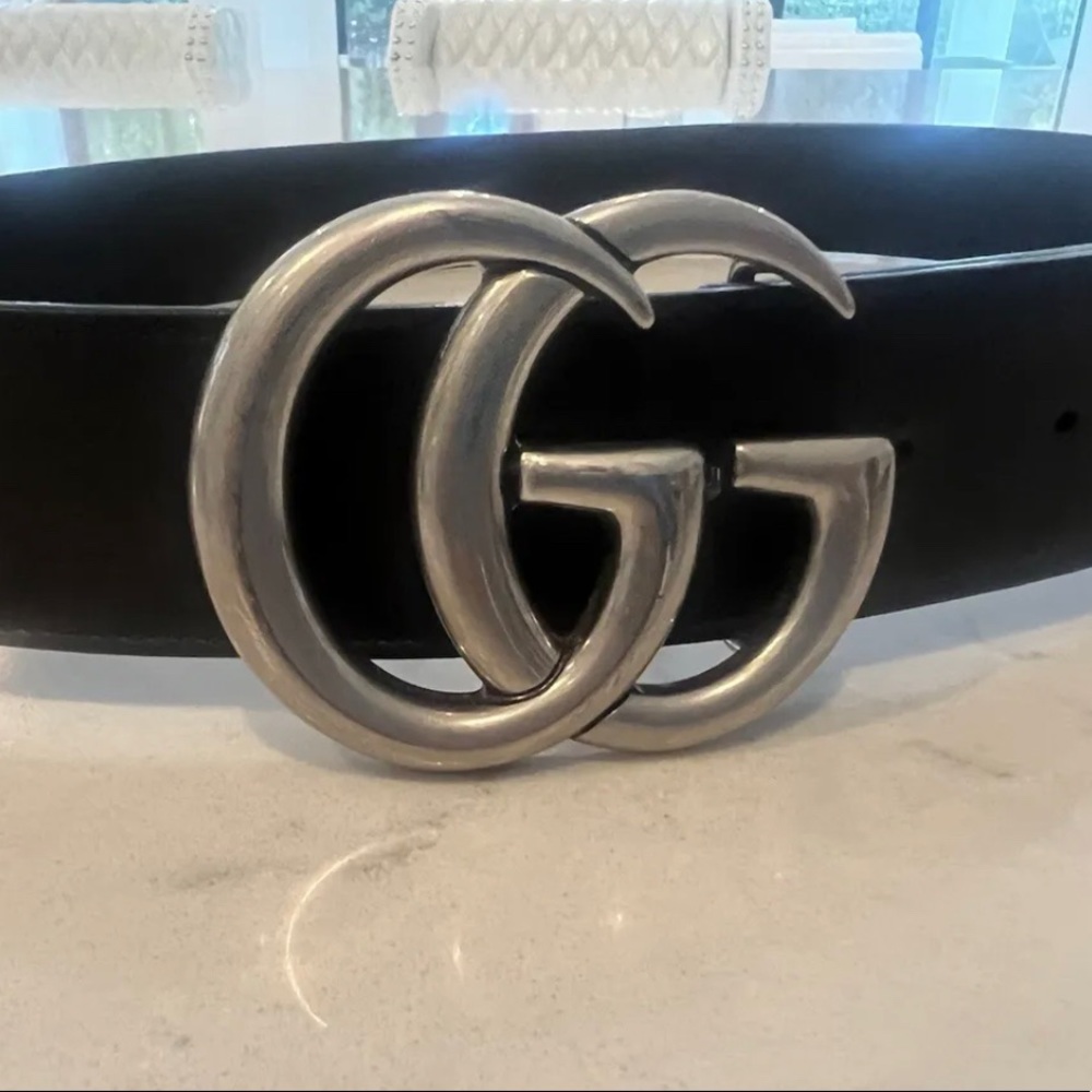 Mens Gucci Leather Belt with Double G Buckle